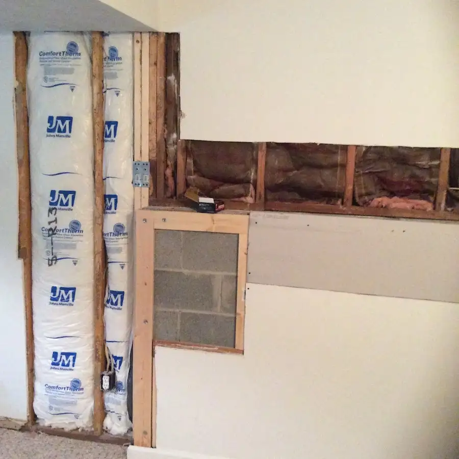 Wall insulation replacement during Basement Flood Cleanup in Potsdam
